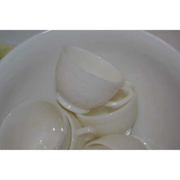 Vintage Punch Bowl with Six Cups and Stand Starburst Atomic Art Deco - Picture 2 of 5